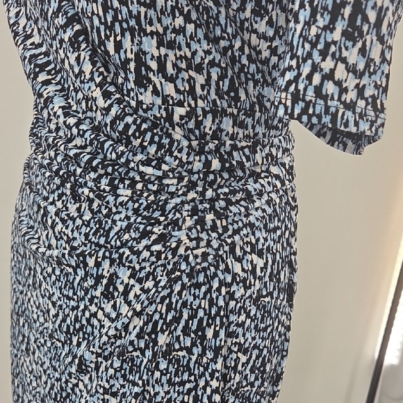 Ann Taylor Blue, Black and White Midi Wrap Dress - Picture 15 of 16